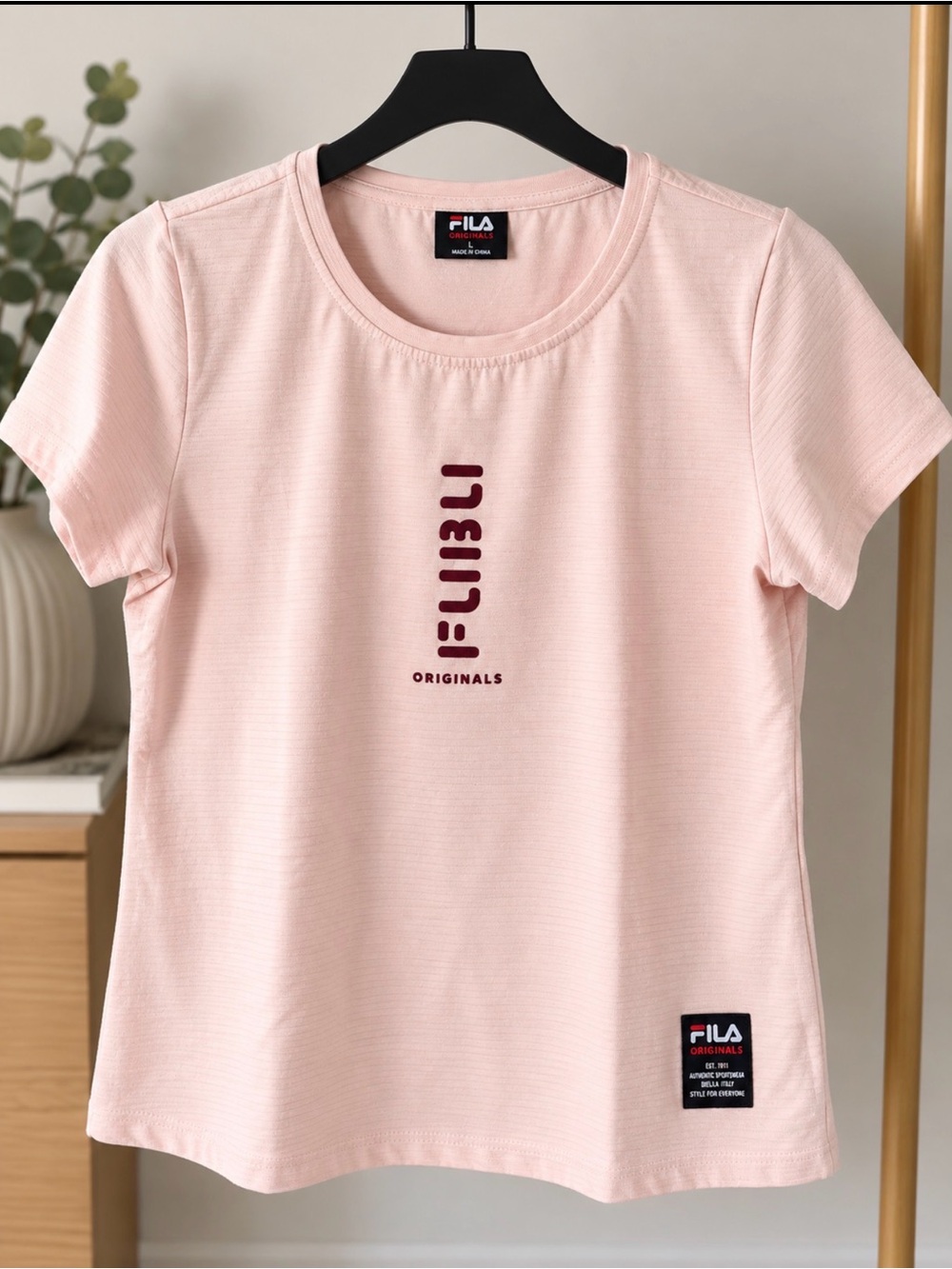 FUBU Pink Short Sleeve Crew Neck Logo Tee